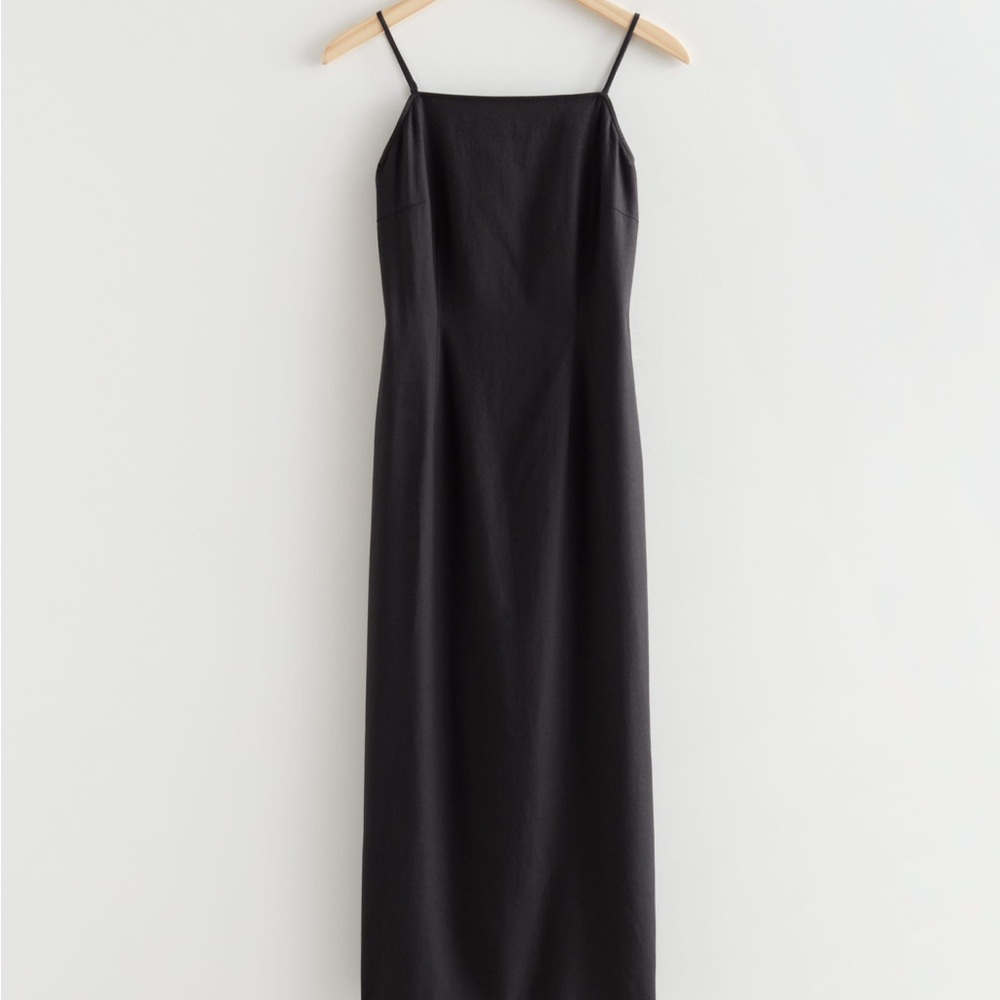 & Other Stories Black Midi Dress